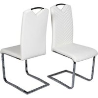 Marconi Cantilever Dining Chair In White Faux Leather In A Pair