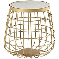 Maren Round White Marble Top Side Table With Gold Frame