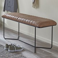 Margate Leather Hallway Seating Bench In Brown