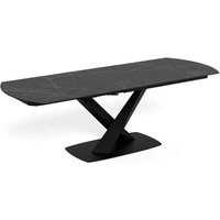 Marina Large Ceramic Extending Dining Table With Steel Base - Perla Black