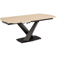 Marina Small Ceramic Extending Dining Table With Steel Base - Marona Sand