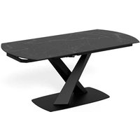Marina Small Ceramic Extending Dining Table With Steel Base - Perla Black