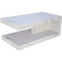 Marina Wooden Rectangular Coffee Table In White Marble Effect