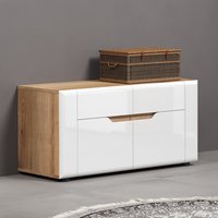 Marion White High Gloss Hallway Bench With Storage In Oak