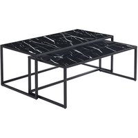 Marion High Gloss Nesting Coffee Tables In Black Marble Effect