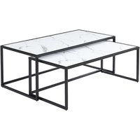 Marion High Gloss Nesting Coffee Tables In White Marble Effect