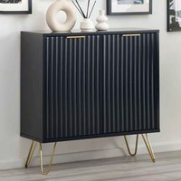 Marius Wooden Storage Cabinet with Gold Metal Legs in Matt Black