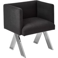 Markeb Black Fabric Dining Chair With Silver Steel Frame