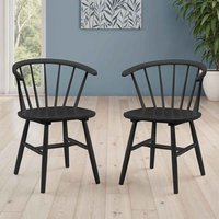 Marleno Black Wooden Dining Chairs in Pair