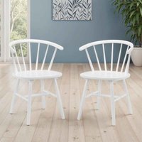 Marleno White Wooden Dining Chairs in Pair
