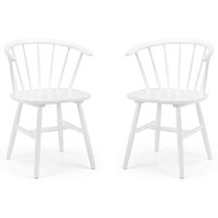 Marne White Wooden Dining Chairs With Curved Back In Pair