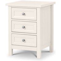 Madge Wooden Bedside Cabinet In White With 3 Drawers