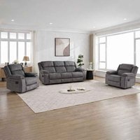 Martinez Fabric Recliner 3+1+1 Seater Sofa Set - Slate Grey