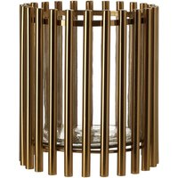 Martino Small Glass Candle Holder In Gold Steel Frame