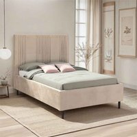 Marzello Velvet King Size Bed in Taupe