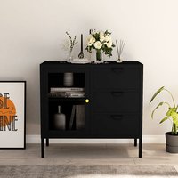 Masika Steel Display Cabinet With 1 Door 3 Drawers In Black