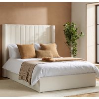 Maspeth Fabric Ottoman Storage Double Bed In White