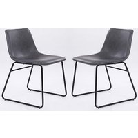 Mattox Grey PU Leather Dining Chairs In Pair