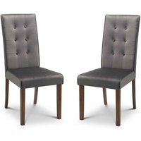 Mavira Grey Velvet Dining Chairs with Walnut Legs in Pair