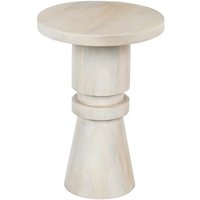 Mavon Round Mango Wood End Table in Grey White