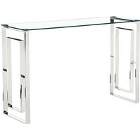 Maxon Clear Glass Console Table With Silver Metal Frame
