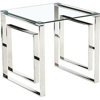Maxon Clear Glass Lamp Table With Silver Metal Frame