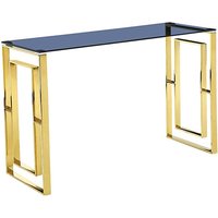 Maxon Grey Glass Console Table With Gold Metal Frame