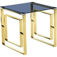 Maxon Grey Glass Lamp Table With Gold Metal Frame