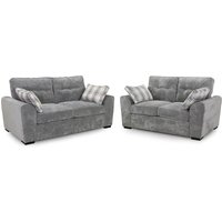 Maxton Fabric 3+2 Seater Sofa Set In Grey