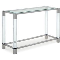 Mayetta Clear Glass Top Console Table With Stainless Steel Frame