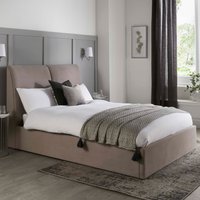 Mcallen Velvet Ottoman Storage King Size Bed In Natural