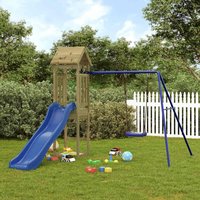 Medford Wooden Kids Playset With Swing In Dark Oak