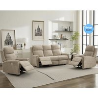 Medinah Fabric Electric 3+1+1 Seater Sofa Set - Beige
