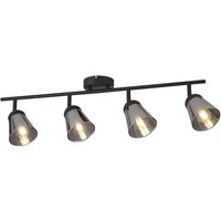 Mega 4 Light Smoked Glass Shade Bar Spotlight In Black