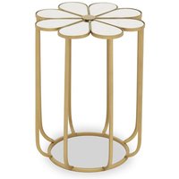 Mekbuda Petal White Mirrored Top Side Table With Gold Frame