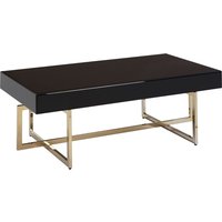 Meleph Black Mirrored Coffee Table With Gold Steel Frame