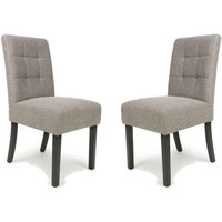 Mendoza Mocha Fabric Dining Chairs With Black Leg In Pair
