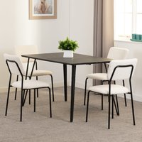 Mequon Black Marble Effect Dining Table With 4 Sedona Ivory Chairs