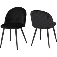 Mequon Black Velvet Dining Chairs In Pair