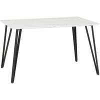Mequon Wooden Rectangular Dining Table In White Marble Effect