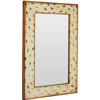 Meral Scratched Antique Effect Wall Mirror In Gold Wooden Frame