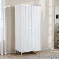 Merano Wooden Wardrobe with 2 Doors in White and Gold