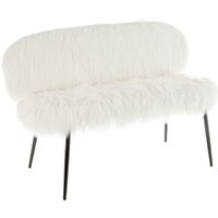 Merope Upholstered Faux Fur Sofa With Black Metal Legs In White