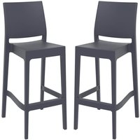 Mesa Dark Grey Polypropylene Bar Stools With Glass Fiber In Pair