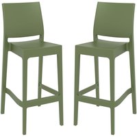 Mesa Olive Green Polypropylene Bar Stools With Glass Fiber In Pair