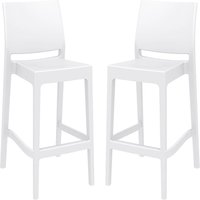 Mesa White Polypropylene Bar Stools With Glass Fiber In Pair