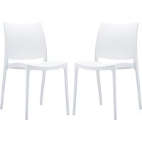 Mesa White Polypropylene Dining Chairs In Pair
