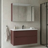 Messina 1000mm Wooden Wall Mounted Bathroom Furniture Set in Matte Red
