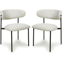 Mestre Natural Fabric Dining Chairs With Black Legs In Pair