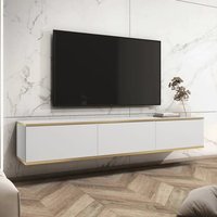 Mexico Floating Wooden TV Stand With 3 Doors In White